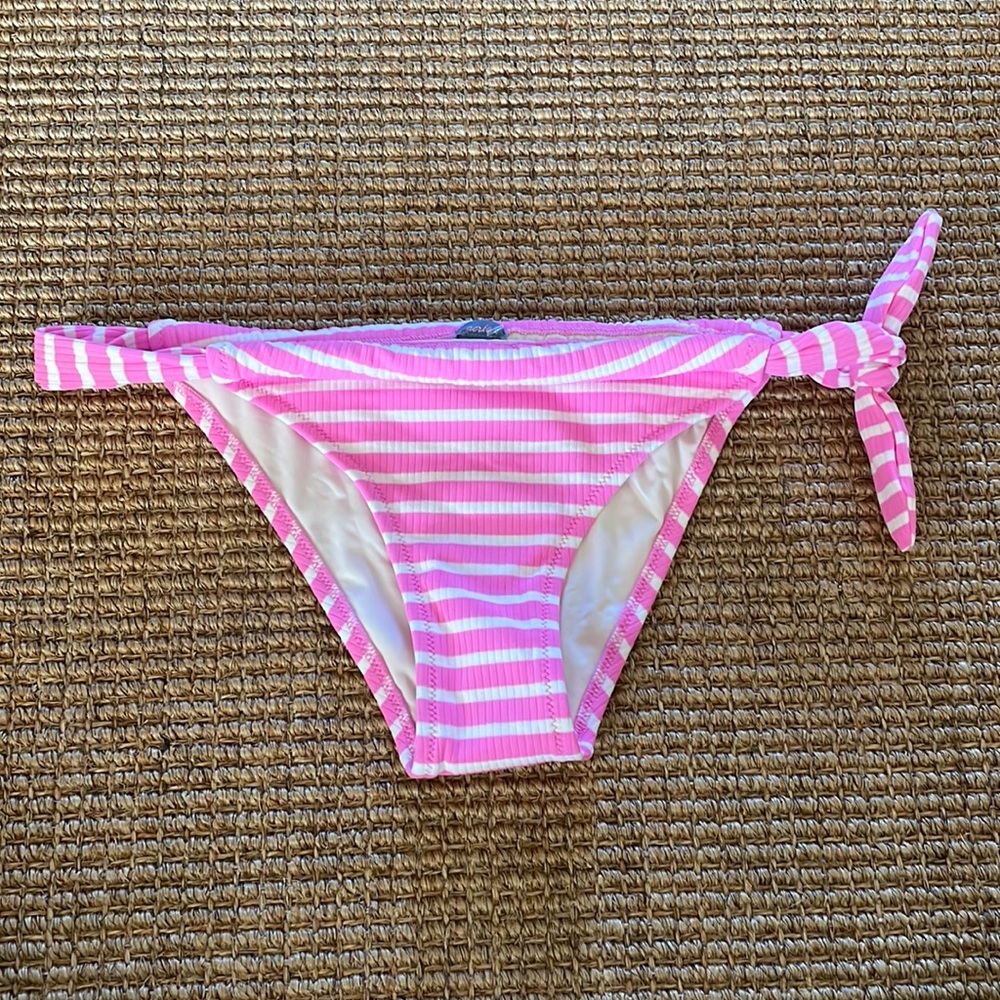 Aerie Pink and White Striped Cheeky bikini bottoms Medium